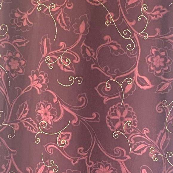 I.N. San Francisco lined handkerchief hem cocktail dress in burgundy with gold - Picture 6 of 15